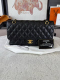 Chanel Classic Flap CF Medium Black Caviar Leather with Gold Hardware 27 Series