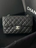 Chanel Classic Flap CF Small Black Caviar Leather with Silver Hardware Chip Version 2025 Brand New