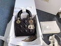 Dior Lady Dior Three-Compartment Black with Gold Hardware Chain Strap New Barcode Card Full Set Brand New