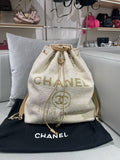 Chanel Beige Tweed Beach Bag Top Handle Backpack 2017 Size 33×39×15cm