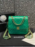 Chanel 23A Aqua Green Ado Backpack Chain Top Handle Bag with Gold Hardware Size 20×7×28cm