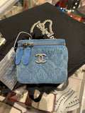 Chanel 23P Denim Camellia Small Box with Heart Gold Ball Clasp