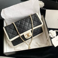 Chanel Classic Flap CF Panda Black & White with Gold Hardware Chain Bag 19 Series Size 26cm