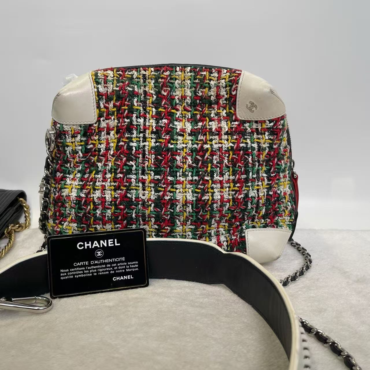 Chanel Limited Edition Colorful Tweed Camera Box Chain Bag 24 Series with Card