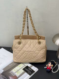 Chanel Beige Gold PTT Caviar Leather Shoulder Bag