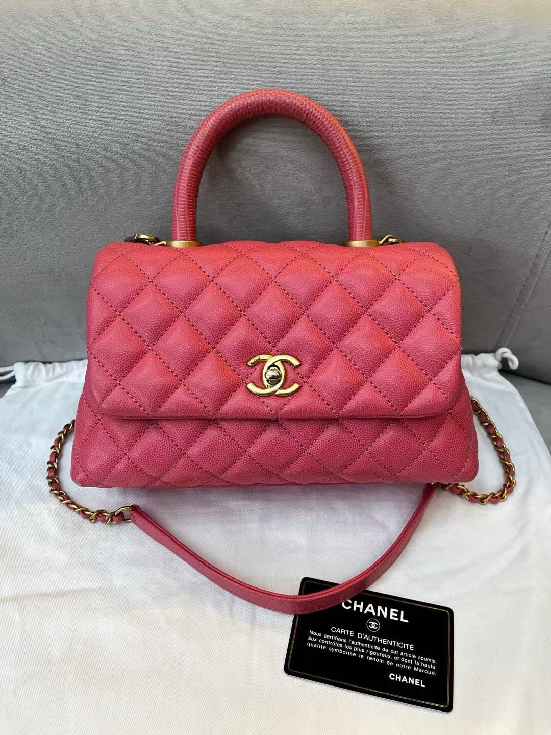 Chanel Coco Handle Small Caviar Leather 27 Series with Card Size 23×14×9cm