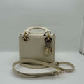Dior Lady Dior Three-Compartment White Lizard Leather Shoulder Crossbody Bag 2017 Size 17×7×15cm