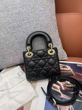 Dior Lady Dior Ultra Mini Three-Compartment Black with Gold Hardware 2022 Size 12.5cm