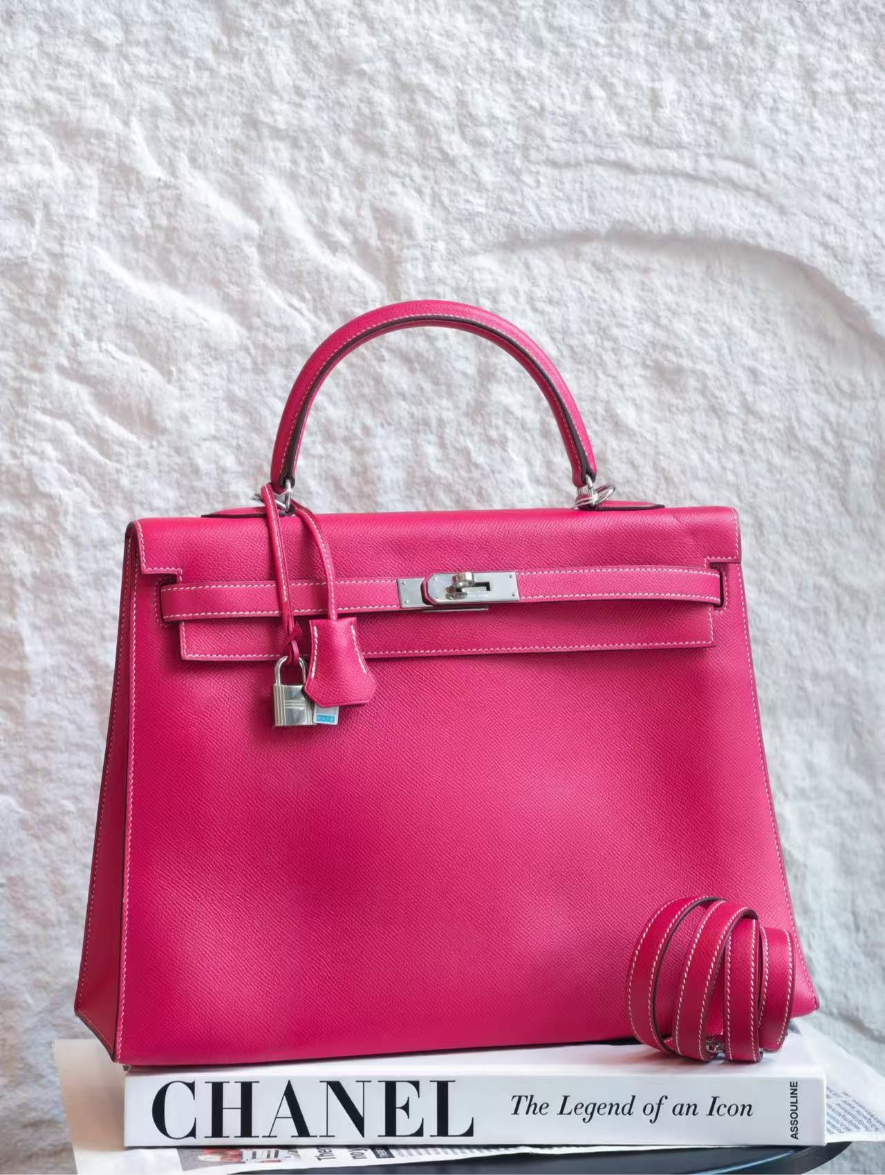 Hermès Kelly 35 Candy Pink Epsom Leather with Palladium Hardware Q Square Stamp