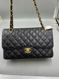 Chanel Classic Flap CF Medium Black Caviar Leather with Gold Hardware 30 Series