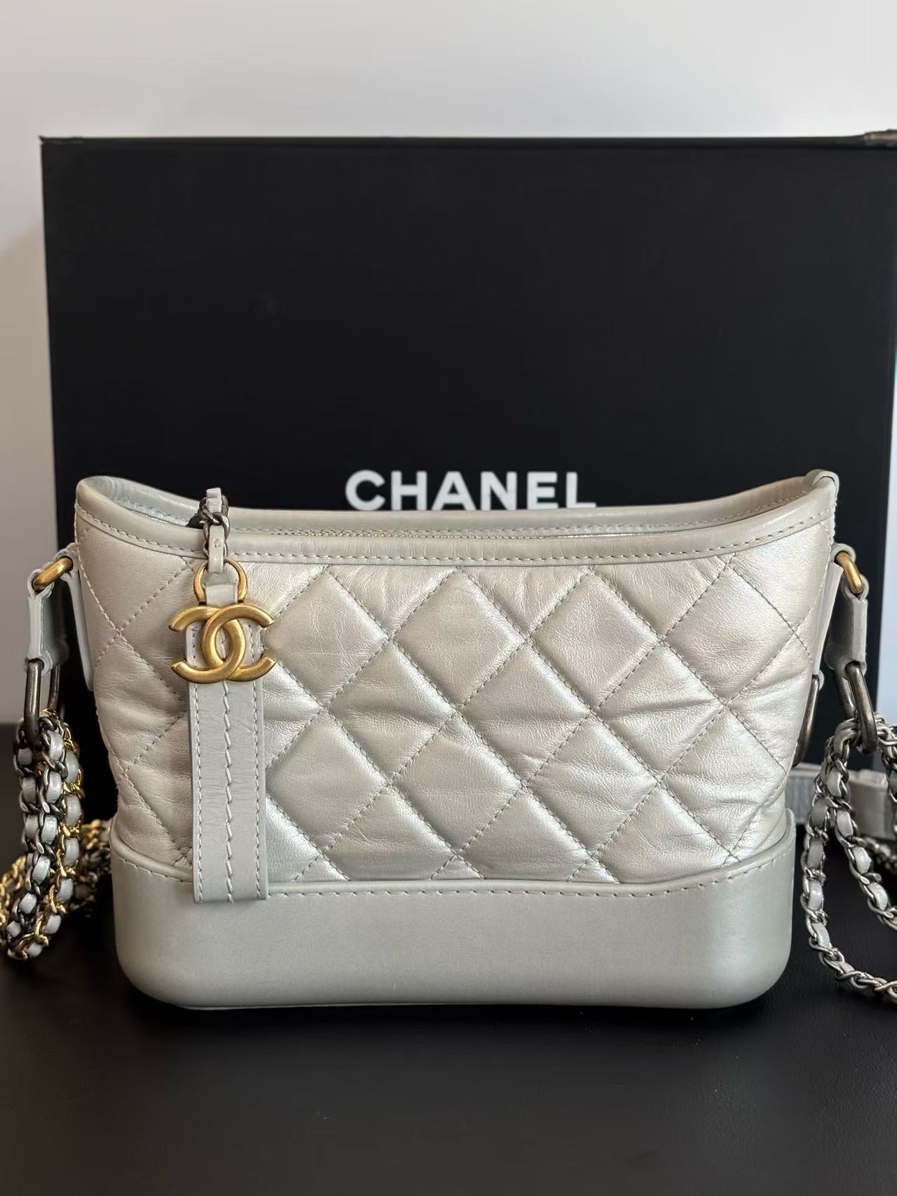 Chanel Gabrielle Small Hobo Bag Silver 28 Series