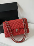 Chanel Classic Flap CF Jumbo Red Caviar Leather with Silver Hardware 15 Series No Card