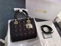 Dior Lady Dior Five-Compartment Black with Gold Hardware New Flap Design Adjustable Strap 22 Series with New Barcode Card