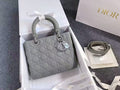 Dior Lady Dior Five-Compartment Matte Grey New Flap Design Adjustable Strap with New Barcode Card Full Set