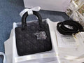 Dior Lady Dior Four-Compartment Matte Black with Letter Badge Strap New Barcode Card Full Set