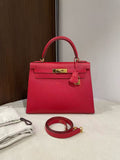 Hermès Kelly 28 Rouge Vif Red Epsom Leather with Gold Hardware A Stamp Handbag Shoulder Bag