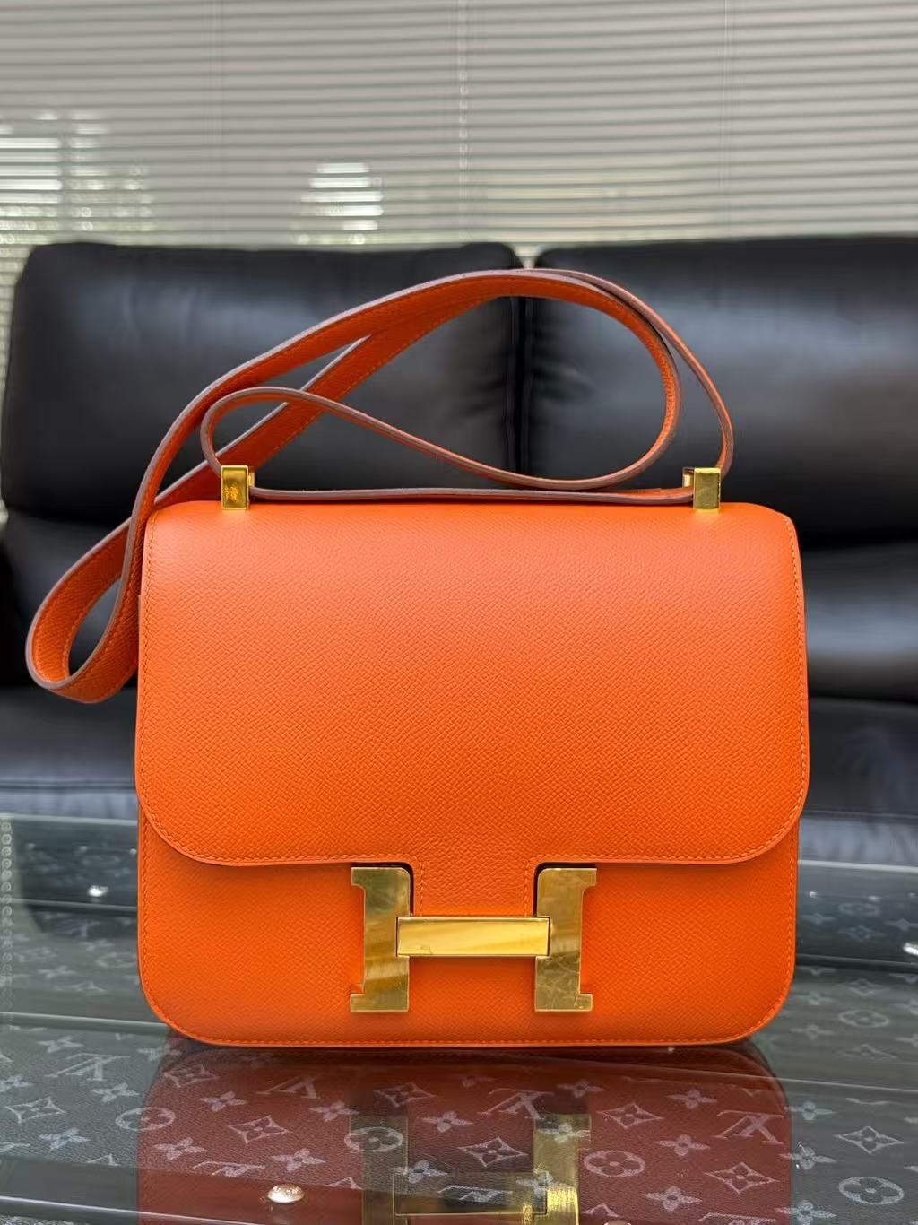 Hermès Constance 24 Orange Epsom Leather with Gold Hardware Y Stamp