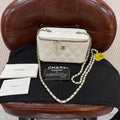 Chanel Long Vanity Case Chain Bag White Caviar Leather with Gold Hardware 32 Series with Card Size 16×10×8cm