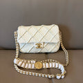 Chanel Chip Version Wrinkled Lambskin Beige Shoulder Bag with Coin Chain Strap Size 20×13cm