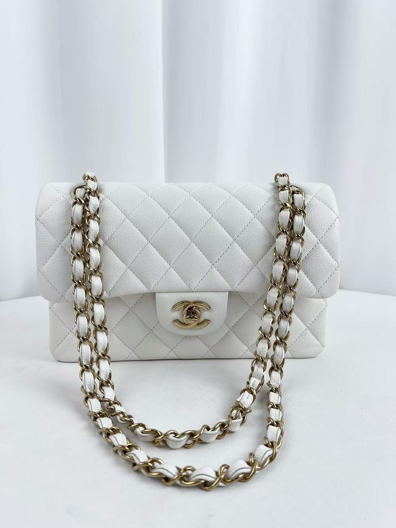 Chanel Classic Flap CF Small Black Caviar Leather Chip Version 2023