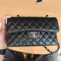 Chanel Classic Flap CF Small Black Caviar Leather with Silver Hardware Chip Version 2022 with Receipt