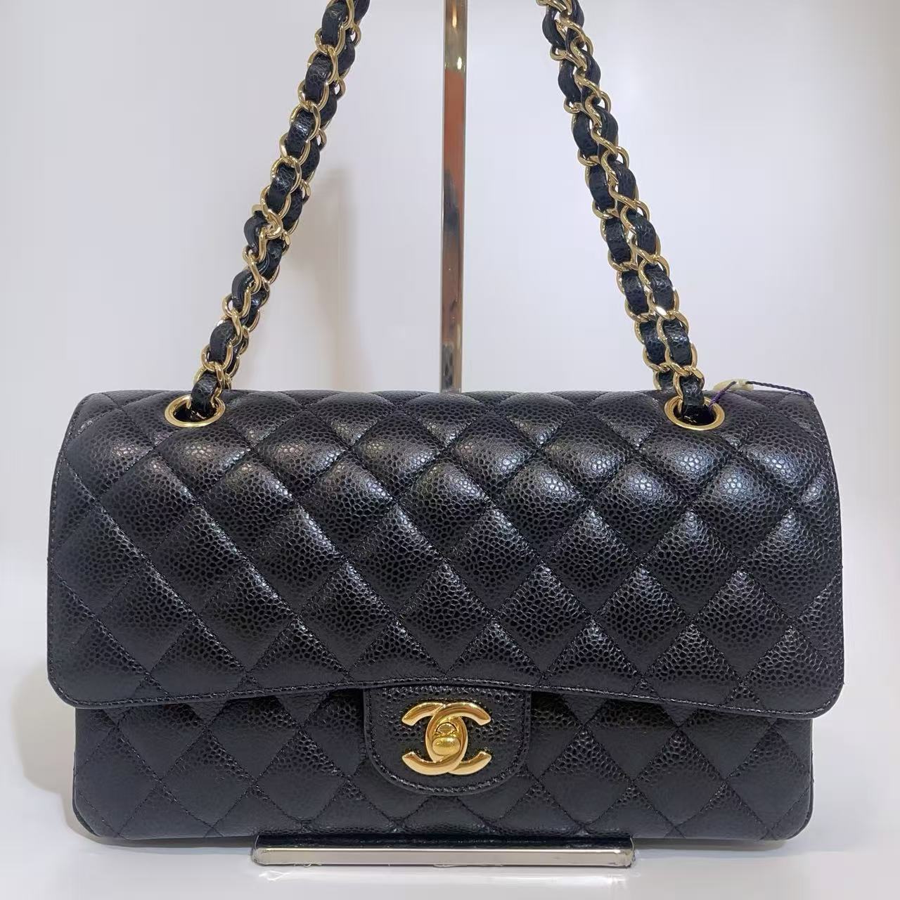 Chanel Classic Flap CF Medium Quilted Caviar Leather with Gold Hardware 31 Series