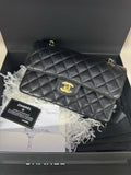Chanel Classic Flap CF Small Black Caviar Leather with Gold Hardware 31 Series Full Set New