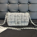 Chanel 23B Black & White Tweed Bag with Silver Hardware 2023 with Receipt