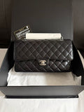 Chanel Classic Flap CF Medium Black Caviar Leather with Silver Hardware 29 Series with Card