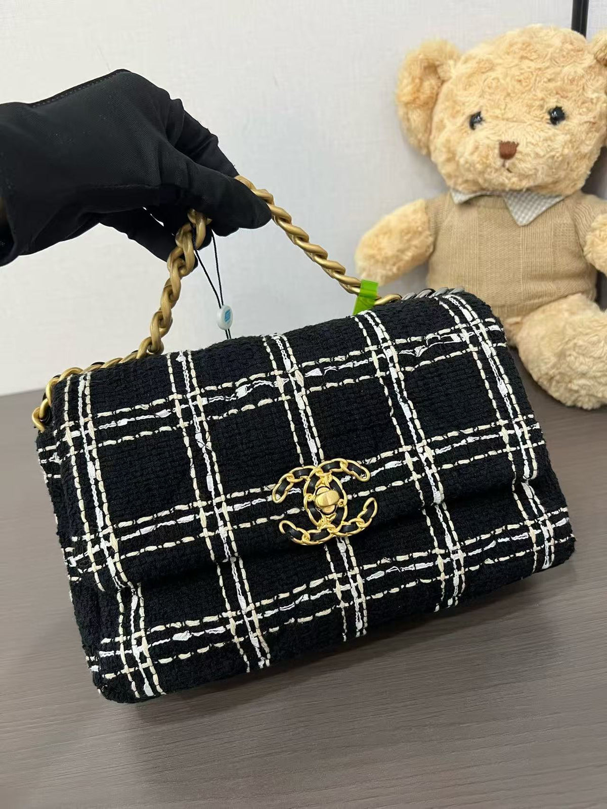 Chanel 19 Small Bag Tweed Check Pattern Chip Version