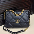 Chanel 19 Bag Medium Black Quilted Lambskin with Gold Hardware Chip Version