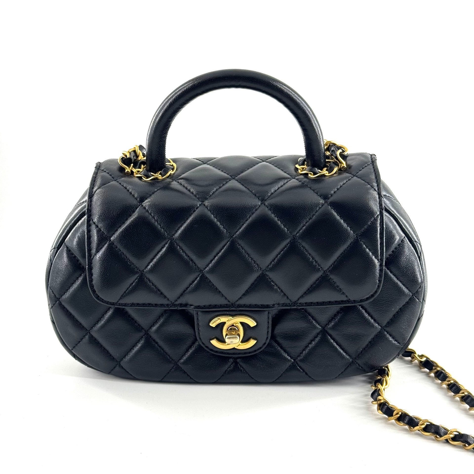 Chanel 24C Black Gold Dumpling Handle Bag