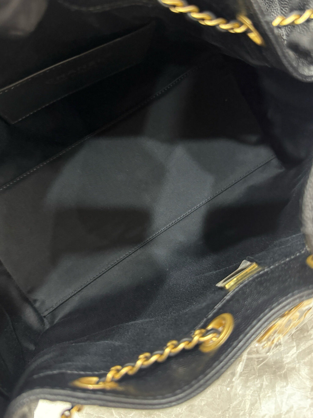 Chanel black gold lychee cow 25bag small size