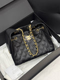 Chanel black gold lychee cow 25bag small size